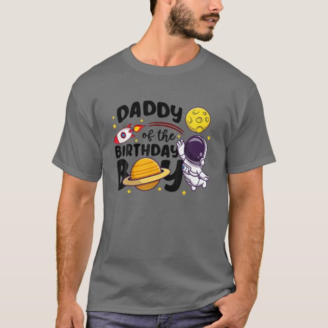 Camiseta Papi Del Niño Astronauta De Cumpleaños Tema Bi (Anverso)