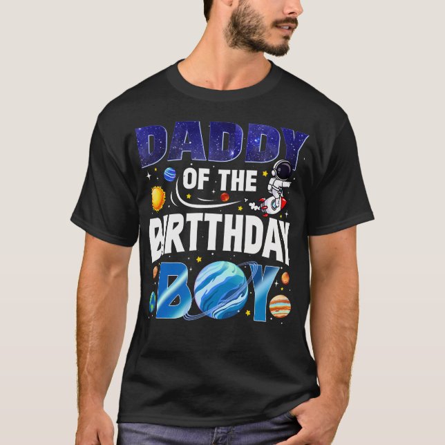 Camiseta Papi Del Niño Cumpleañero Astronauta Espacio Plane (Anverso)
