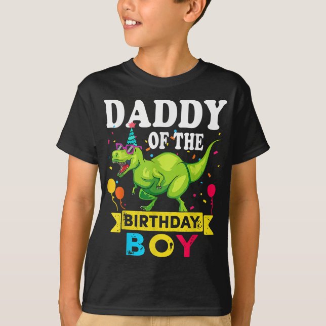 Camiseta Papi del niño cumpleaños T-Rex RAWR Dinosaur Birt (Anverso)