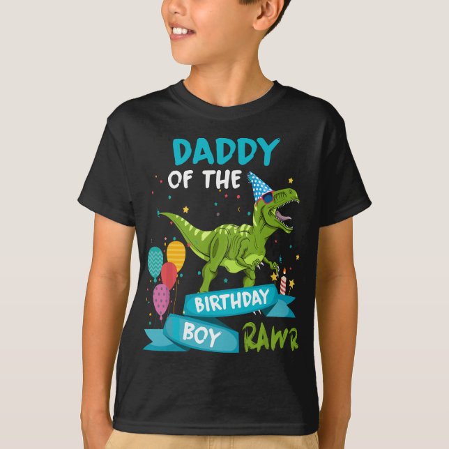 Camiseta Papi del niño de cumpleaños RAWR Dinosaurio T-Rex (Anverso)