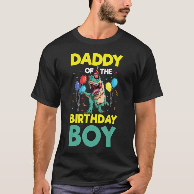Camiseta Papi Del Niño De Cumpleaños Rex RAWR Dino Dinosaur (Anverso)
