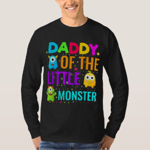 Camiseta Papi Del Pequeño Monstruo De La Familia De Cumplea