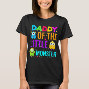 Camiseta Papi Del Pequeño Monstruo De La Familia De Cumplea