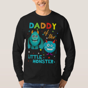 Camiseta Papi Del Pequeño Monstruo De La Familia De Cumplea