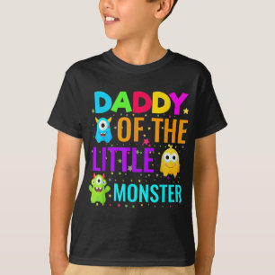 Camiseta Papi Del Pequeño Monstruo De La Familia De Cumplea