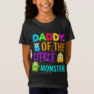 Camiseta Papi Del Pequeño Monstruo De La Familia De Cumplea