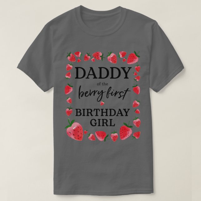 Camiseta Papi del primer cumpleaños de Berry Chica dulce un (Diseño del anverso)