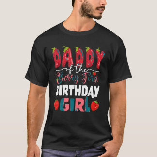 Camiseta Papi del primer cumpleaños del Chica Strawber