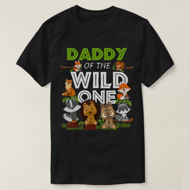 Camiseta Papi del salvaje animal del cumpleaños de un zooló (Diseño del anverso)