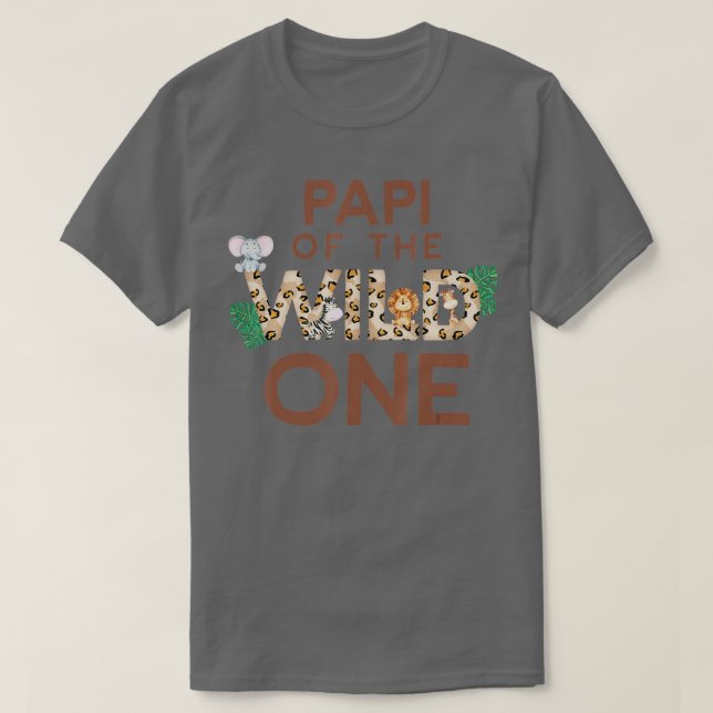 Camiseta Papi del salvaje Safari animal 1º cumpleaños (Diseño del anverso)