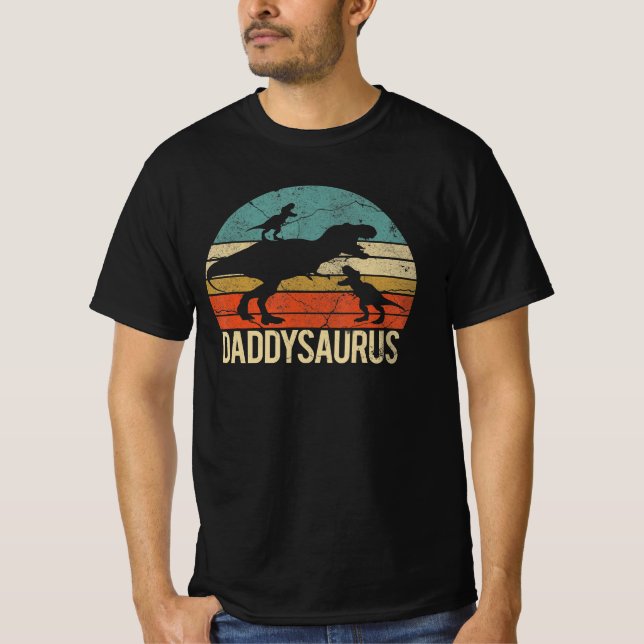 Camiseta Papi Dinosaur Daddysaurus 2 Dos niños navidades Gi (Anverso)