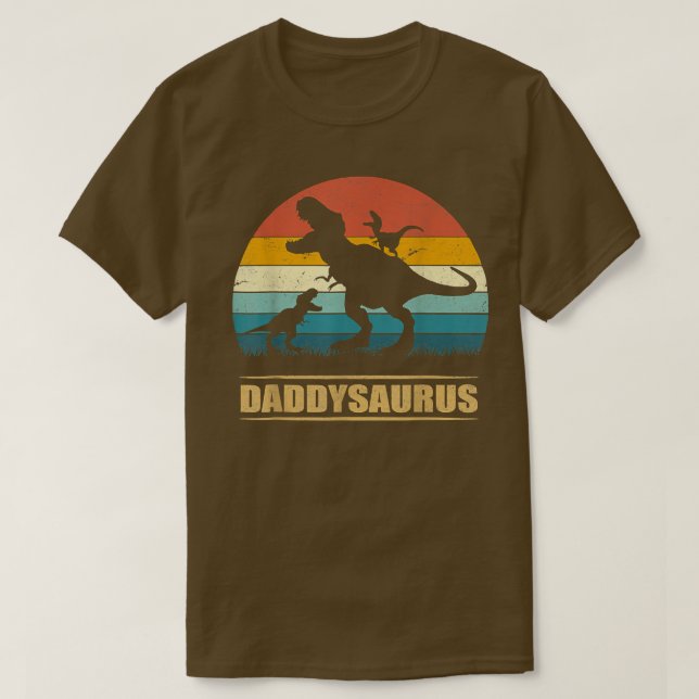 Camiseta Papi Dinosaur Daddysaurus 2 niños Gif del Día del  (Diseño del anverso)