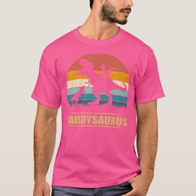 Camiseta Papi Dinosaurio Daddysaurus 2 Dos niños padre grac (Anverso)