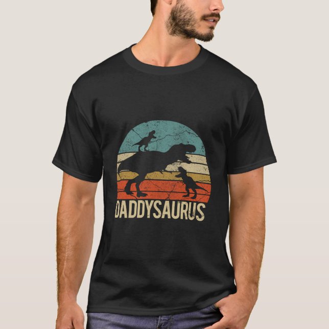 Camiseta Papi Dinosaurio Daddysaurus 2 Dos Para Papá (Anverso)