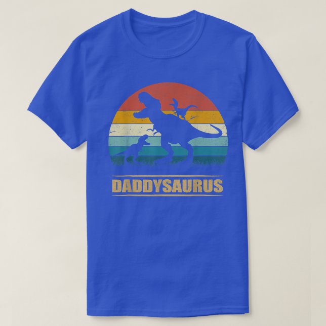 Camiseta Papi Dinosaurio Daddysaurus 2 niños Día del Padre  (Diseño del anverso)