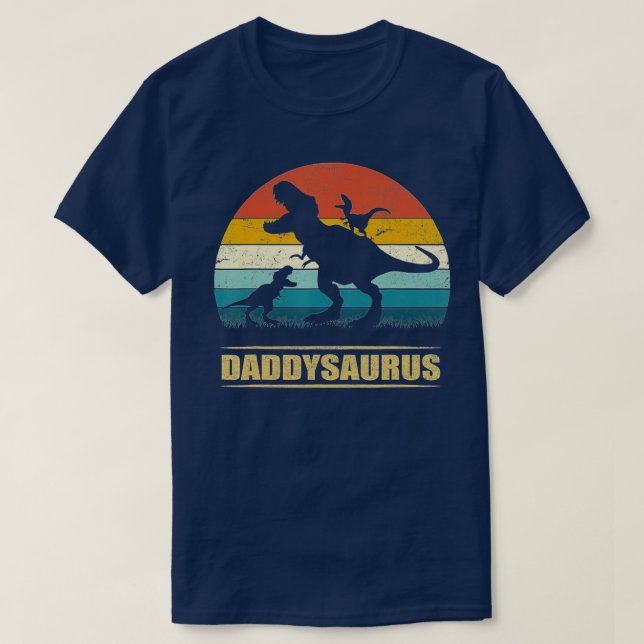 Camiseta Papi Dinosaurio Daddysaurus 2 niños Regalo del Día (Diseño del anverso)