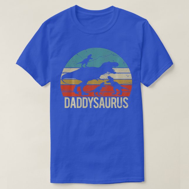 Camiseta Papi Dinosaurio Daddysaurus 3 tres niños navidad (Diseño del anverso)