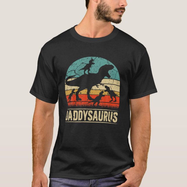 Camiseta Papi Dinosaurio T Rex Daddysaurus 4 Niños Familia  (Anverso)