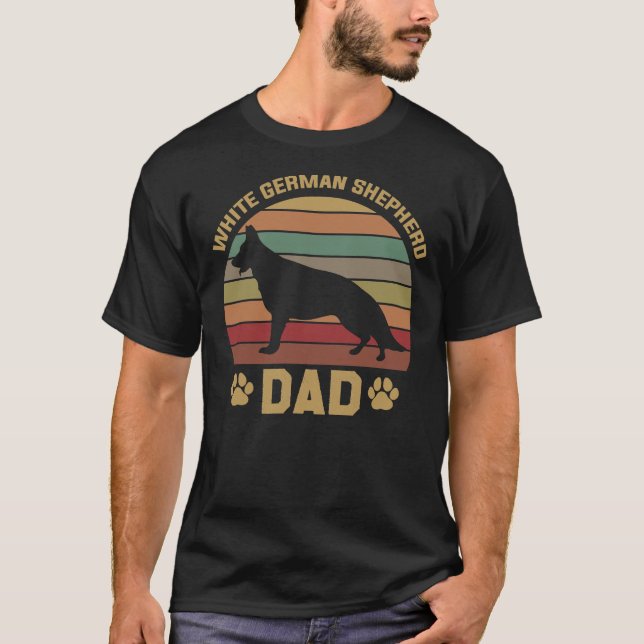 Camiseta Papi Dueño del Pastor Alemán Blanco Viejo Atardece (Anverso)