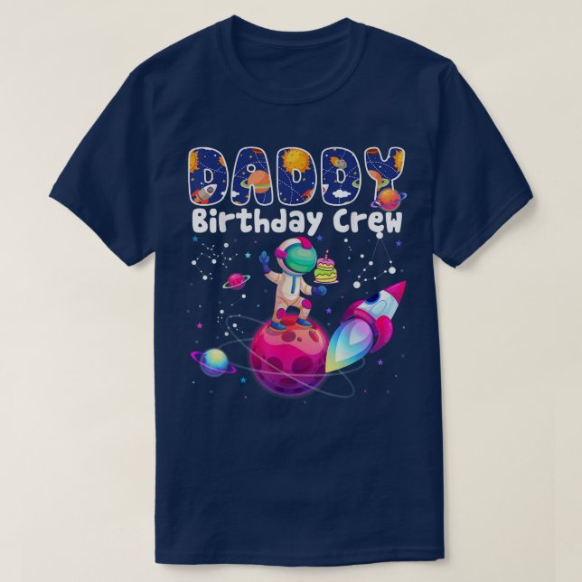 Camiseta Papi Equipo De Cumpleaños Espacio Ultraterrestre F (Diseño del anverso)