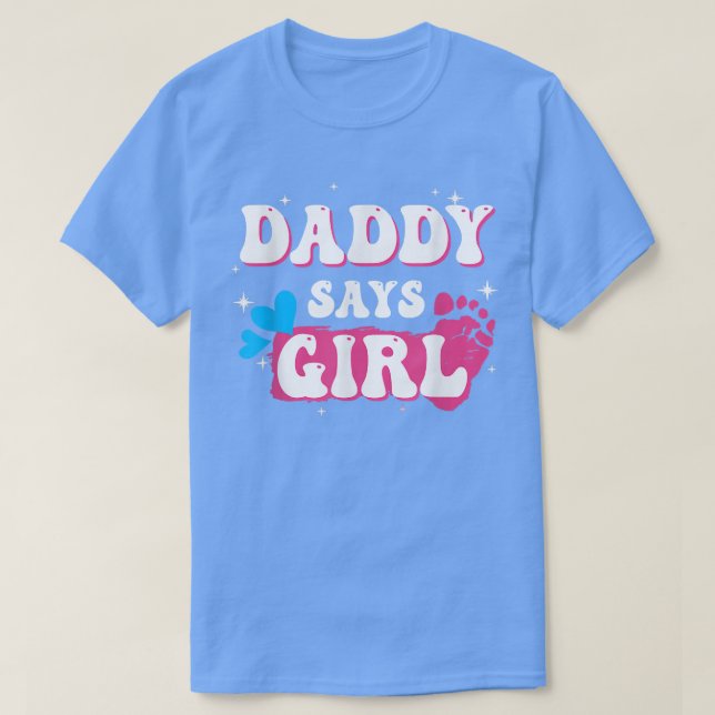 Camiseta Papi, Fiesta de revelación de género, dice Chica d (Diseño del anverso)