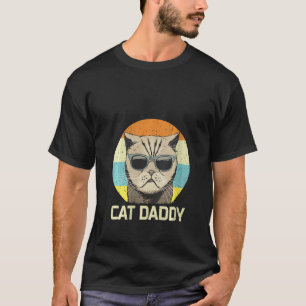Camiseta Papi Gato Femenino Con Gafas De Sol Gato Vintage F