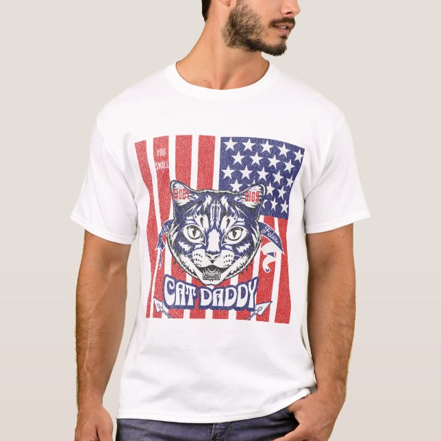 Camiseta papi gato, papi pequeño. ¿Quién ama a papi? (Anverso)