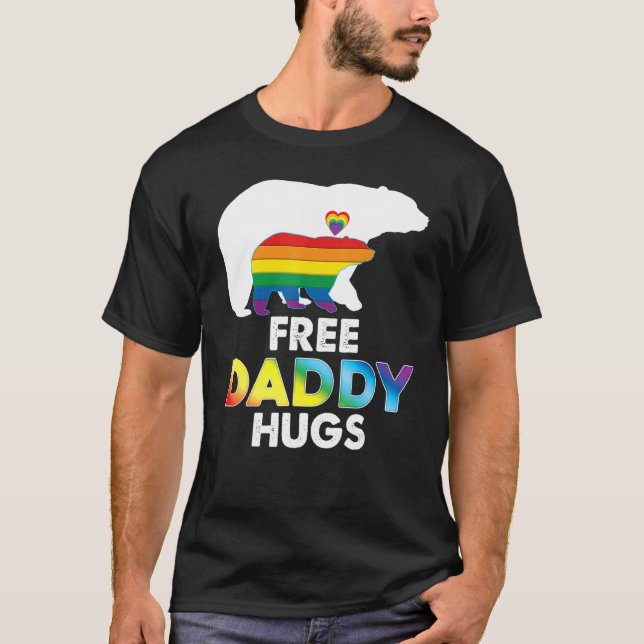 Camiseta Papi Libre abraza oso arco iris Lgbt Orgullo Gay L (Anverso)