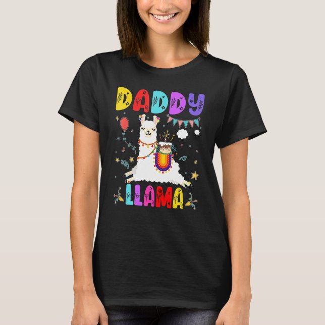 Camiseta Papi Llama Cumpleaños Llama Alpaca Familia B D (Anverso)