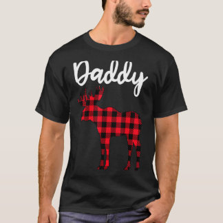 Camiseta Papi Moose Navidades de la manga roja de búfalo Pa