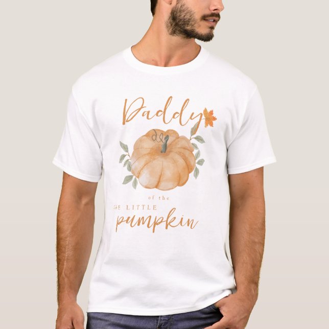 Camiseta Papi Naranja Pequeña Calabaza Cae Baby Shower (Anverso)