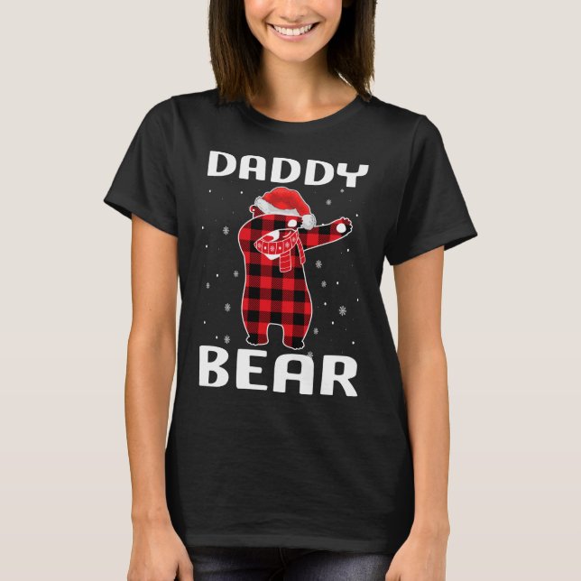 Camiseta Papi Oso Dabbing Navidades Pajama con Santa Hat (Anverso)