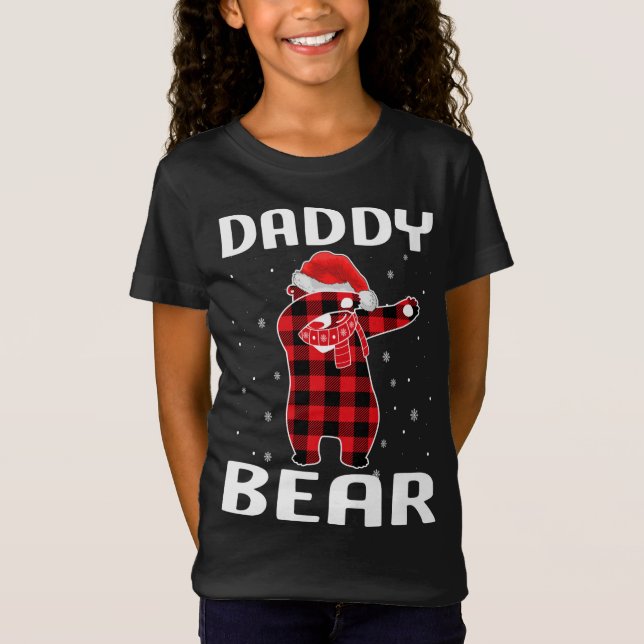 Camiseta Papi Oso Dabbing Navidades Pajama con Santa Hat (Anverso)