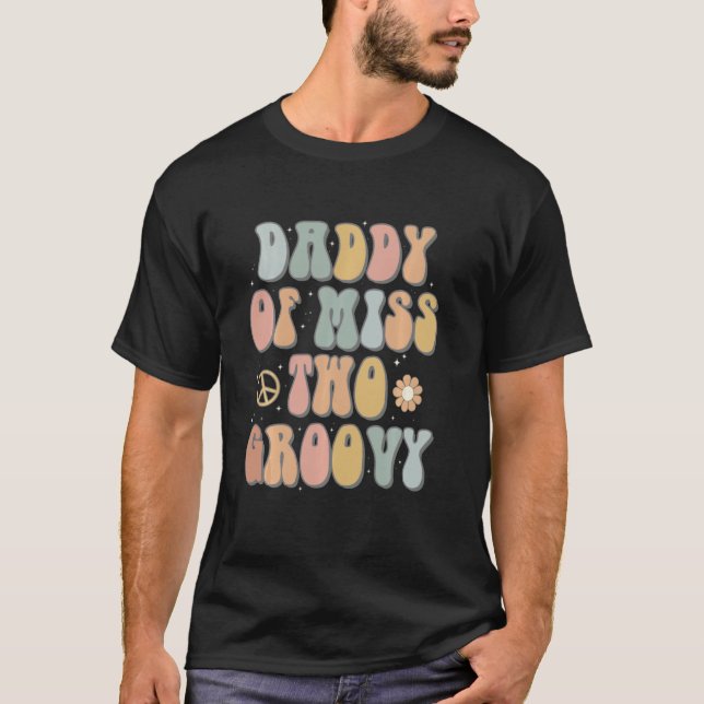 Camiseta Papi Papá Dos Groovy Segundo Cumpleaños Retro 2 Bd (Anverso)