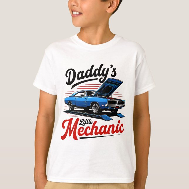 Camiseta Papi Pequeño Mecánico Clásico Coche Keepsake (Anverso)