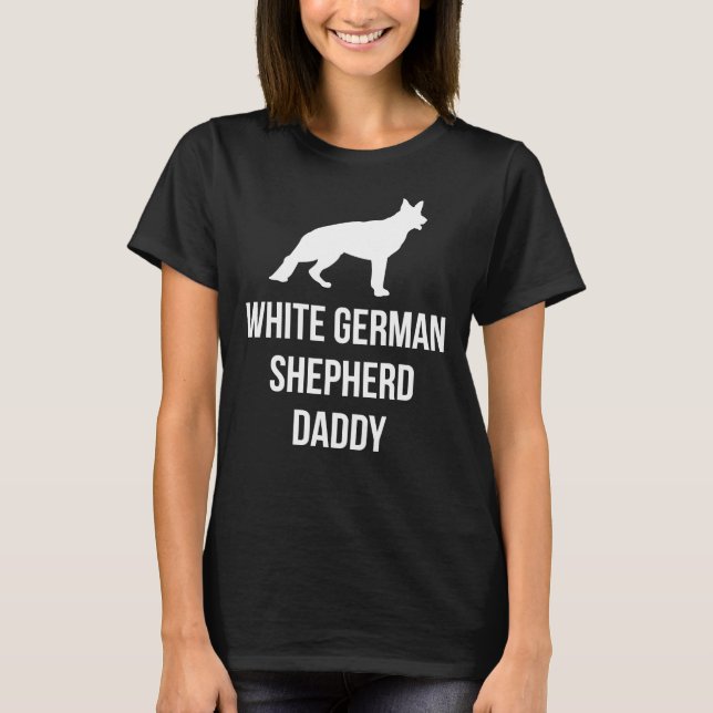Camiseta Papi Propietario White German Shepherd Silhouette (Anverso)