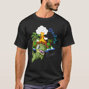 Camiseta Papi Rawr Cumpleaños Dinosaurios Rawr Volcán Palma
