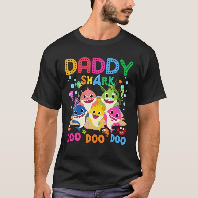 Camiseta Papi regalo de tiburón lindo bebé, familia de tibu (Anverso)