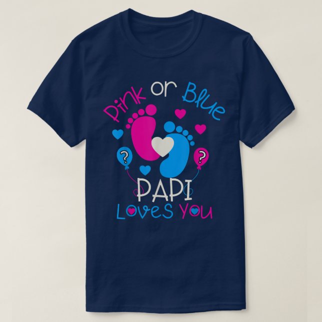 Camiseta Papi Rosa O Azul Ama A Tu Bebé Revelación De Géner (Diseño del anverso)