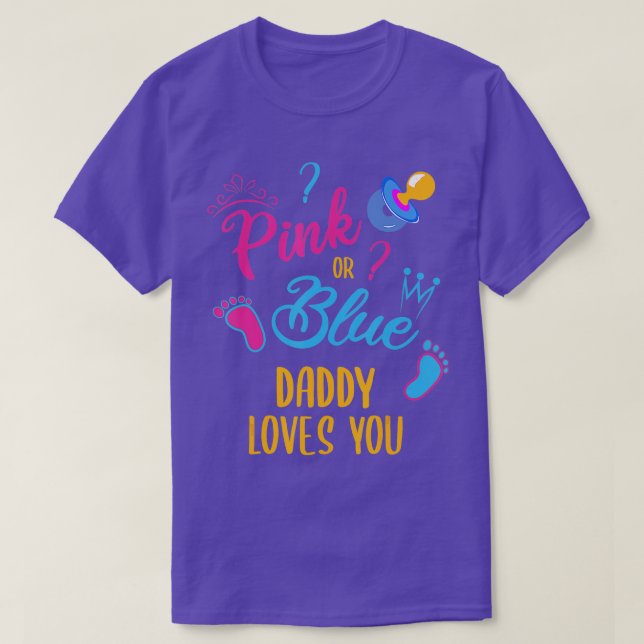 Camiseta Papi Rosa O Azul De Los Hombres Ama A Su Bebé Resc (Diseño del anverso)