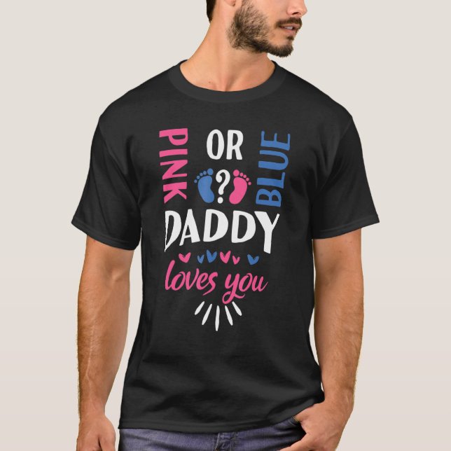 Camiseta Papi rosa o azul te ama el género revela Fiesta F (Anverso)