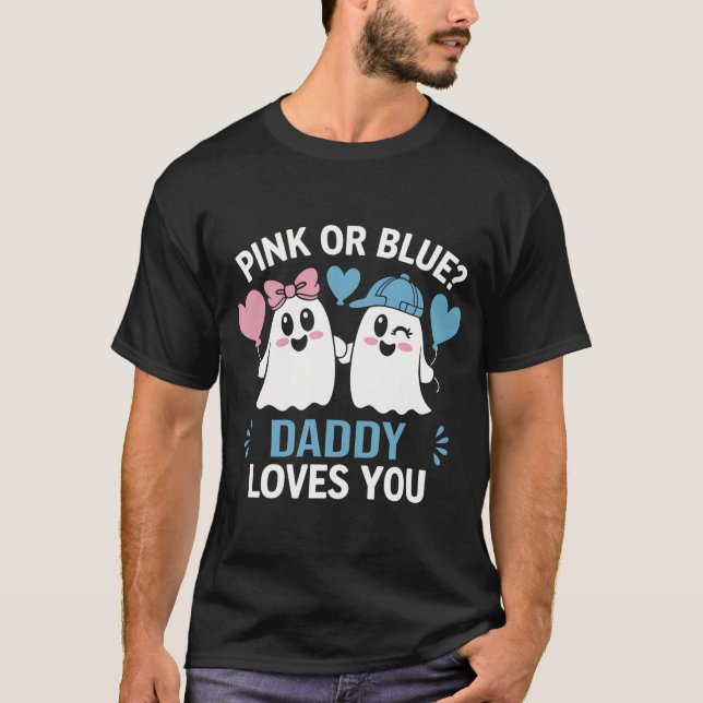 Camiseta Papi Rosa O Azul Te Ama Género Revela Halloween (Anverso)