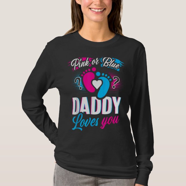 Camiseta Papi Rosa O Azul Te Ama Género Revelar Bebé Gi (Anverso)
