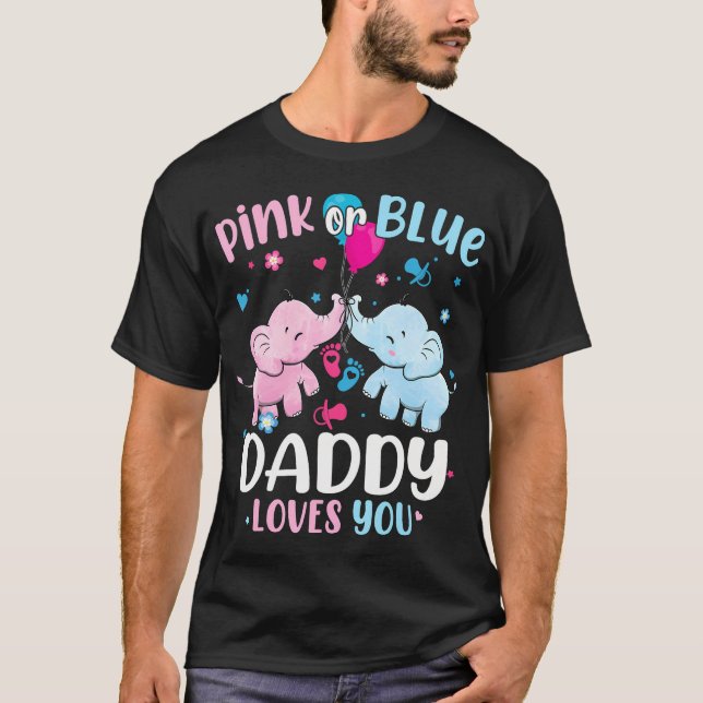 Camiseta Papi Rosa O Azul Te Ama Género Revelar Elefán (Anverso)