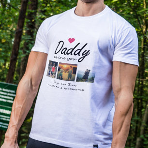 Camiseta Papi te amamos Script 3 Collage de Fotos Padre