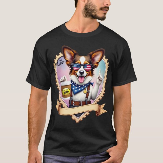 Camiseta Papiillon patriótico con café (Anverso)