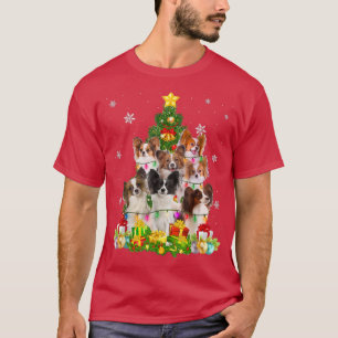Camiseta Papillon Christmas Tree ilumina divertidas navidad