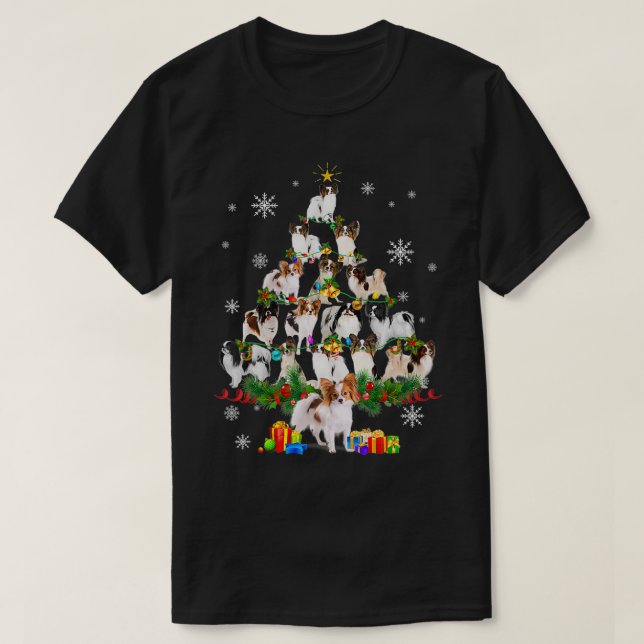 Camiseta Papillon Christmas Tree ilumina un regalo divertid (Diseño del anverso)
