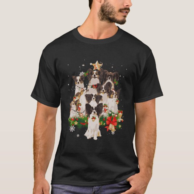 Camiseta Papillon Christmas Tree ilumina un regalo divertid (Anverso)