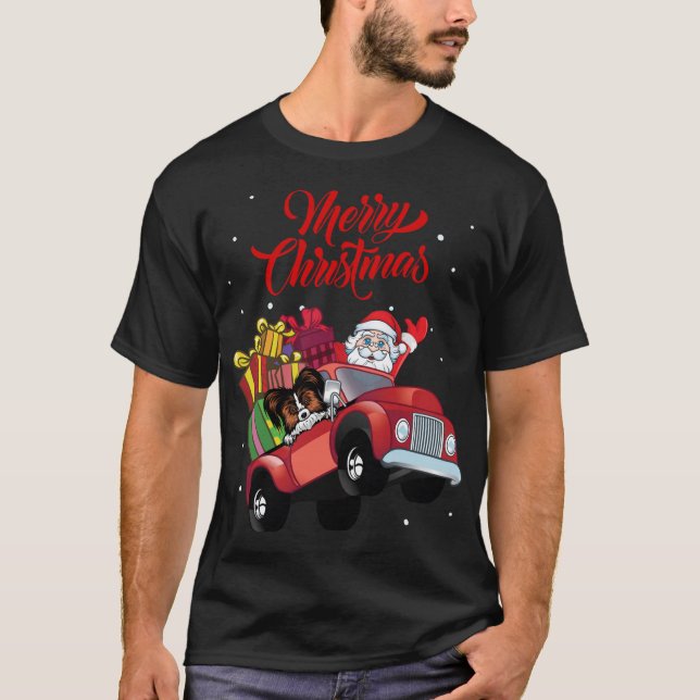 Camiseta Papillón Con Papá Noel En Camión Rojo (Anverso)